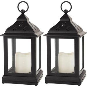 2Pack 9.5" Vintage Decorative CandleLantern with LED Flickering Flameless Candle